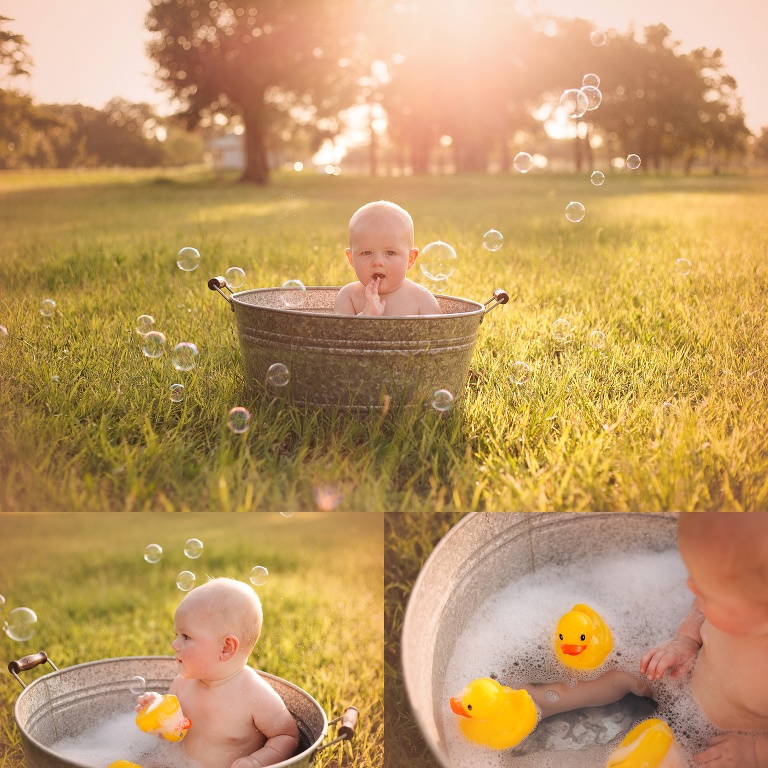 outdoor bubble bath sitter session