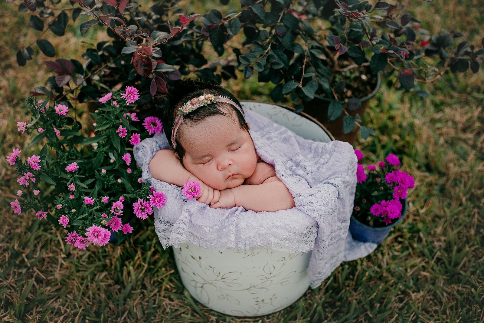 Newborn Girl Outdoor Photos Houston